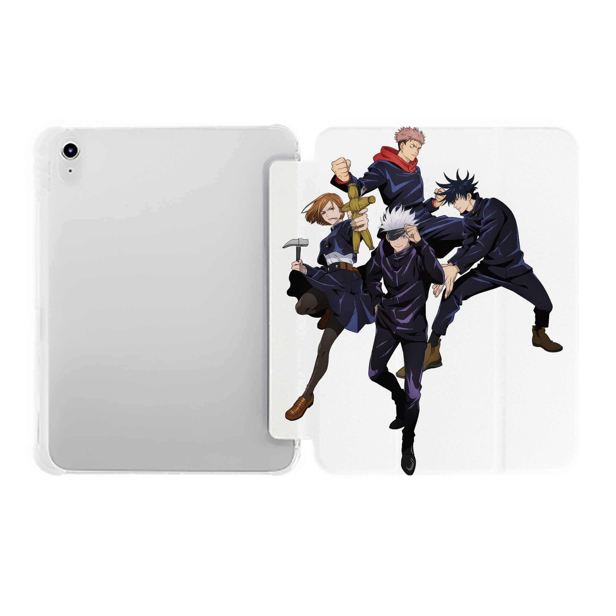 （画像用） 呪術廻戦 Jujutsu Kaisen IPad ケース ペン収納付き 三つ折りスタンド PUレザー×シリコン 対応機種9.5/10.5/10.9インチ